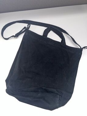 BAGGU Black Canvas Cotton Tote with Adjustable & handles- Strap